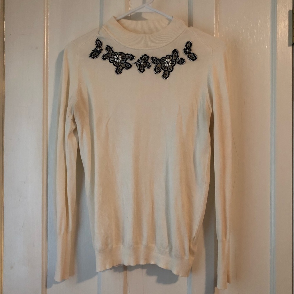 Ivanka Trump light sweater with beading detail